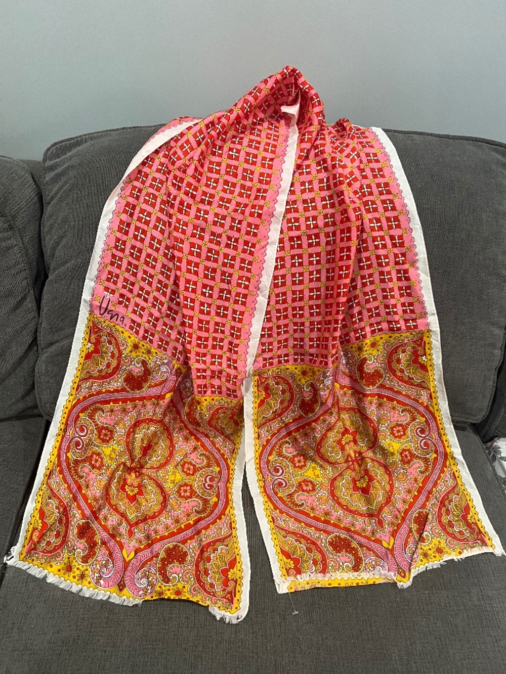 Vera Neumann Paisley Fringed Acetate Scarf